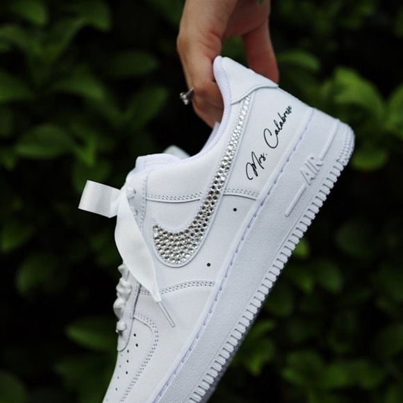 Wedding Sneakers for the Bride - Personalized Bridal Shoes - Nike Air Force 1 - Picture 7 of 8